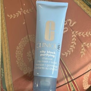 Clinique city block purifying charcoal clay mask+scrub.
